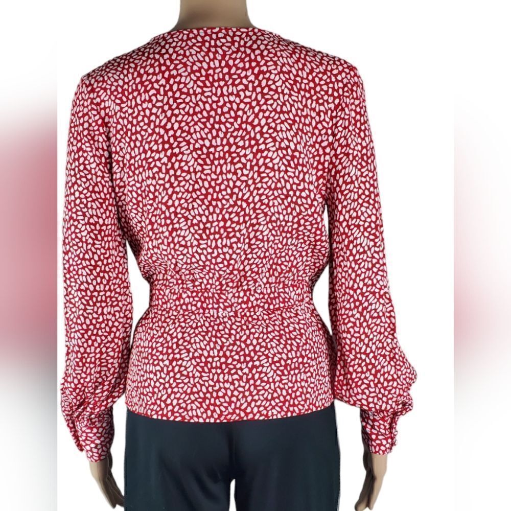 Talbots Red & White Wrap Blouse - Picture 2 of 7